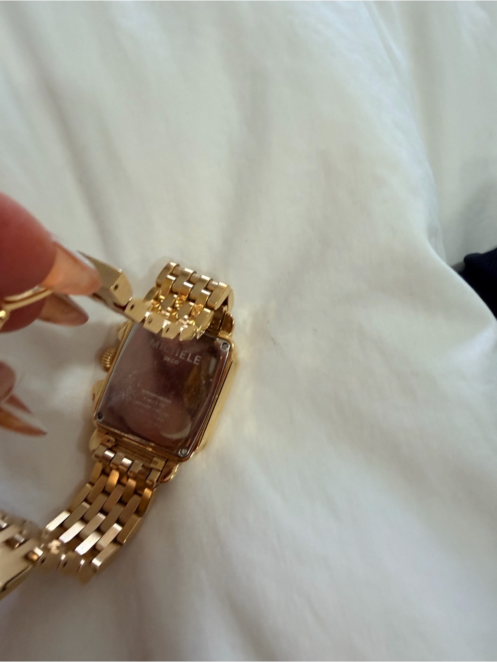 Michele Gold-Tone Diamond Accent Chronograph Bracelet Watch - Picture 9 of 14